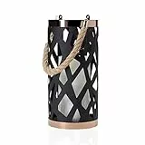 Pauleen 48012 Lantern Soul Laterne mit LED Kerze Flackereffekt warmweiß Schwarz Weiß IP44 Metall/Kunststoff