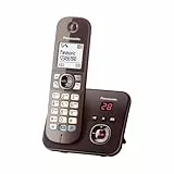 Panasonic KX-TG6821GA DECT Schnurlostelefon mit Anrufbeantworter (strahlungsarm, Eco-Modus, Gap Telefon, Festnetz, Anrufsperre) Mocca-braun