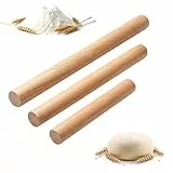 3 Stück Buchenholz Nudelholz, Teigroller Holz, Teigrolle zum Backen, Rolling Pin für Nudelteig, Kekse, Pizza, Kuchen, Fondant(16cm 25cm 30cm)