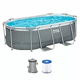Bestway Power Steel Frame Pool Set mit Filterpumpe 305 x 200 x 84 cm, grau, oval