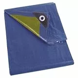 Perel Abdeckplane wasserdicht, Gewebeplane, Plane wasserdicht, Schutzplane, sehr stark, 54 Ösen, verstärkte Ecken, rechteckig, blau/grün, 12 x 15 m