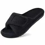Litfun Orthopädische Hausschuhe für Damen mit Fußgewölbestütze, verstellbar, offene Zehen, für Plantarfasziitis, Schwarz 38