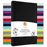 Heim24h Spannbettlaken 140x200cm bis 30 cm, Schwarz, 100% Baumwolle Bettlaken, Öko Tex Zertifiziert Jersey Spannbetttuch