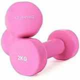 KG PHYSIO Neopren Hanteln Set - Inkl. Fitnessposter mit 32 Übungen, schweißabweisendes Kurzhanteln 2er Set aus Gusseisen, rutschfeste & griffige Fitness Gewichte für Frauen und Männer