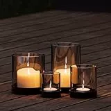 draadwerk® Kerzenhalter | 4er Set Tischdeko Windlichter | Teelichtgläser | Pulverbeschichtetes Metall & verdunkeltes Glas | Für Wohnung & Balkon | Stimmungsvolles Ambiente | Schwarz (Schwarz)