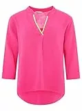 Zwillingsherz Damen Musselin Bluse Tunika Uni – Luftige Longbluse aus 100% Baumwolle – Sommer Shirt mit V-Ausschnitt und 3/4 Arm – Leichtes Oversize Oberteil für Freizeit Urlaub Strand