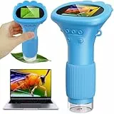 Ashfly Mikroskop für Kinder, Mini Lemoni Mikroskop - 2,0' IPS-Bildschirm LED Lights -Anschluss an PC, Werkzeug, im Alter von 3, 4, 5, 6, 7, 8, 9, 10, 11, Blau