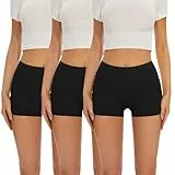 SIHOHAN Boxershorts Damen Baumwolle Radlerhose Damen Kurz für Kleid Bauchweg Unterhosen Nahtlos Unterziehhose Doppelter Schritt Panties (3 x Schwarz,M)