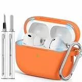 Inesore Compatible with AirPods Pro 3 Hülle with Cleaning Kit, Silicone Protective Case Cover for Apple AirPod Pro 3 (2025), Magnetic Lid Lock Design, Orange