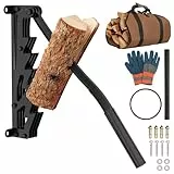 Eikuavons Manueller Holzspalter, Holzspalter manuell mit Abziehbar Griff,Wandhalterung Brennholzspalter, Handholzspalter, Wand Holzspalter, Wood Splitter für Outdoor & Indoor, Schwarz