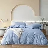 Gezu Bettwäsche 200cmx200cm Baumwolle Blau Hellblau 3 Teilig Baumwolle Doppelbett Uni Bettwäsche Set Weiche ÖkoTex Zertifiziert für Allergiker und Kissenbezüge 80x80cm mit Reissverschluss