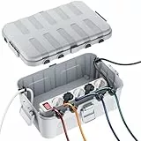 RESTMO Große Wasserdichte Kabelbox Outdoor, IP54 Verteilerdose Außen Wasserdicht, 32 x 22 x 13 cm Wasserdichte Box für Garten, Schutz von Verlängerungskabel, Steckdosenleisten, Außensteckern-Hellgrau