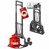 ATHLON TOOLS Aluminium Treppensteiger-Sackkarre klappbar TÜV geprüft – extra Langer Griff 110 cm, Ladefläche mit Anti-Rutsch-Pads, inkl. 2 Expanderseilen