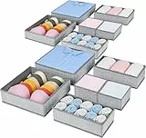 Homsorout Kleiderschrank Schrank Organizer - 12er Set Schubladen Organizer Kleidung Baby, Faltbare Aufbewahrungsbox Stoffboxen Aufbewahrung für kommode, Socken, BHs, Textur Grau