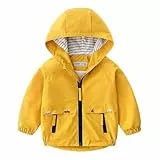 Volunboy Baby Kapuzen Jackets, Jungen Langarm Winddicht Mantel Cartoon Aufdruck Jacken(2-3 Jahre,Gelb,Größe 100)