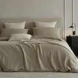 Sedefen Doppelte Musselin Bettwäsche 135x200 Baumwolle,Beige Bettwäsche Sets ÖKO-TEX Bettwäsche mit Reißverschluss,Bettbezug mit 1 Kissenbezüge 80x80 cm