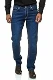 JEEL Herren-Jeans - Regular-Fit Straight-Cut - Stretch - Jeans-Hose Basic Washed 01-Navy 33W / 32L