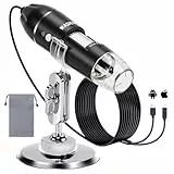 WADEO Digital Mikroskop, USB Mikroskop 1440P HD mit 50X-1600X Vergrößerung, Tragbare Inspektionskamera WiFi-frei, Kabeliges Handmikroskop mit 8 LED und Ständer, iOS, Android und Tablets kompatibel