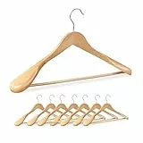 Relaxdays Anzug Kleiderbügel, 8er Set, breite Schulter, Hosenstange, für Jacke, Hemd, Hose, Holzkleiderbügel, Natur