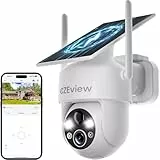 CZEview 2K Überwachungskamera Aussen Akku Solar, 100% Kabellos, 360° PTZ Kamera Überwachung Außen mit Bewegungsmelder, 2.4GHz WLAN, Farbige Nachtsicht, Echtzeit-Warnungen (2K 3MP Weiß)