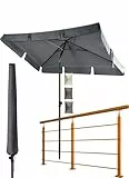 4smile Sonnenschirm Balkon SunnyShade in Anthrazit - UPF 50+ Sonnenschirm rechteckig als Sonnenschutz Balkon - 200 x 125 cm Balkon-Schirm mit Sonnenschirmhülle