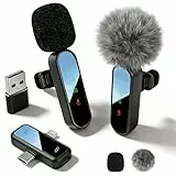 Bayanbulu Kabelloses Lavalier-Mikrofon für iPhone, iPad, Android-Handy, Mini-Mikrofon für Videoaufnahmen, TikTok, Vlog, YouTube, Rauschunterdrückung, Plug-Play Clip on Microphone (2er-Pack)