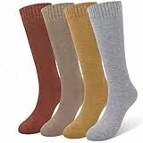 Beaulov 4 Paar Damen Kniestrümpfe Fluffy Stulpensocken Winter Warm & Weich Skisocken für Damen Lange Strümpfe Nur die Kniestrümpfe Knee High Socks Thigh High Socken Lang