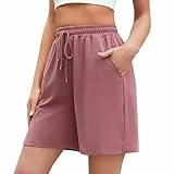 Jezonga Shorts Damen Kurze Sporthose Baumwolle Sport Shorts Sommer Lose Lässige Hose mit Taschen High Waist Elastischer Bund Jogginghose Kurz Short zum Gym Fitness Running Tennis