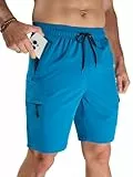 Arcweg Badehose Herren Lang Schnelltrocknend Badeshorts ohne Futter Sporthose Freizeit Shorts Männer Schwimmhose mit Reißverschlusstasche Pfauenblau L (EU)