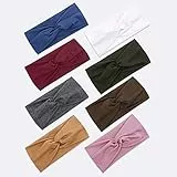 TERSE Stirnbänder Damen Haarreifen Breite Haarbänder Elastische Boho Yoga Twist Haarschmuck Sport Turbane Hairband Mädchen Hair Wrap für Frauen (Einfarbige Stirnbänder Sets)