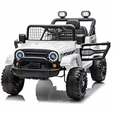 LEADZM Kinder Elektroauto, Elektroauto für Kinder 12V, 4 Eva Räder, 12V 7ah, Fernbedienung, Kinderauto Kinderfahrzeug (Weiß 1)