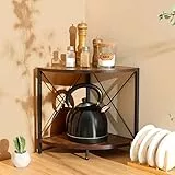 Safona Gewürzregal Mit 2 Ebenen, Eckregal Stehend Aus Holz, Küchen Organizer, Arbeitsplatte Regal für Küche, Wohnzimmer, Büro, 30 x 30 x 38cm