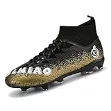 Unitysow Fußballschuhe für Herren, High-Top-Astroturf-Sneaker, Fußballschuhe, professionelle Leichtathletik-Sneaker, Teenager-Sport-Fußballschuhe, Schwarz , 45 1/3 EU