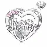 LANBEIDE Schwester Charms für Pandora Charms, 925er Sterlingsilber Liebes Herz Beads Familien Beads für Pandora Armband, Geburtstagsgeschenke für Frauen und Mädchen