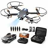 Drohne mit Kamera 1080P HD, RC Quadcopter Faltbare Drohne für Kinder, Bürstenloser Motor, Ein-Tasten-Aus/Landung, 2 Akkus, Spielzeuggeschenke für Jungen und Mädchen (Black)
