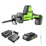 Greenworks 24V bürstenlose 1“ kompakte Einhand-Stichsäge (3.000 SPM), kabellose Akku-Stichsäge mit variabler Geschwindigkeit, 2.0Ah Akku und Kompakt-Ladegerät inklusive, RSG404
