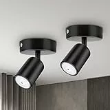 Dehobo 2er Led Deckenstrahler Schwenkbar 350° - Deckenstrahler 1 Flammig Schwarz GU10 - LED Wandstrahler mit Strahler Deckenspot - Spotlight Lampe für Wohnzimmer Küche - Nein GU10 Leuchtmittel