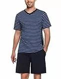 Bresdk Pyjama Herren Kurz Sommer Kurzer Schlafanzug Zweiteiliger Schlafanzüge Baumwolle Nachtwäsche