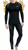Thermounterwäsche Herren, Skiunterwäsche Winter Thermowäsche Set Funktionsunterwäsche Warm Weich Funktionswäsche atmungsaktiv Thermo Unterwäsche Thermounterhemd Thermounterhose für Männer Blau XL