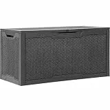 YITAHOME 100-Gallonen-Außen-speicherbox, große wasserdichte Harz-Deckbox, verschließbarer Innen-Außen-Speichercontainer für Terrasse, Garten, Kissen, Werkzeuge, Geräte (dunkelgrau)
