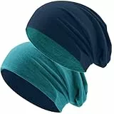 Hatstar Klassische Bicolor Beanie Mütze in Petrol/Navy, für Damen und Herren, weiches & atmungsaktives Material in Einheitsgröße, wendbare Übergangsmütze für Frühling, Sommer und Herbst
