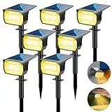 LOTMOS Solarstrahler für Außen [7 Stück/72LED], 3 Modi IP67 Wasserdicht Solar Gartenleuchten, 3000K Kann der Wand Montiert Werden Garten Solarleuchten für Terrassen, Zäune, Wege, Einfahrten, Veranden