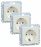 Schneider Electric Merten Schuko-Steckdose, Steckklemmen, System M, polarweiss glänzend, Artikelnummer MEG2301-0319, 3 Stück