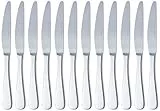 Amazon Basics Tafelmesser mit Abgerundeter-Rand, Edelstahl, 12er-Pack, Silberfarben