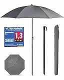 Menz Sonnenschirm Balkon 180 cm + Sonnenschirmhülle - UV50+ Sonnenschirm Strand, Balkonschirm mit Knickfunktion, Gartenschirm, Strandschirm - Fb. Anthrazit