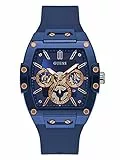GUESS Herren analog Quarz Uhr mit Silikon Armband GW0203G7