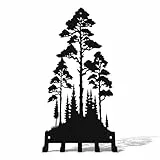 useNumber Metall-Schlüsselhalter für Wand, hohe und dichte Bäume, Schlüsselhaken, Wandhalterung mit 5 Haken, schwarzer Metall-Schlüsselaufhänger, Wanddekoration für Haustür, Flur, Eingang, Büro