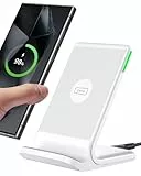 INIU Wireless Charger Stand, [Weiße, 15W] Induktive Ladestation Schnelles Qi Zertifiziert für iPhone 16 15 14 13 12 Pro Max Samsung Galaxy S23 S22 Google Pixel