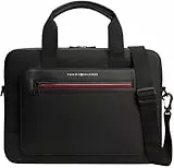 Tommy Hilfiger Herren Laptoptasche Foundation Computer mit Außentasche, Schwarz (Black), Einheitsgröße