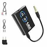 1Mii ML300 Bluetooth 5.3 Transmitter Empfänger 2 in 1, aptX Low Latency und Adaptive, Dual Link Bluetooth Adapter für 2 Kopfhörer, Audio Sender Klinke für TV, Flugzeug, Fitness, Stereoanlage, 15h Akku